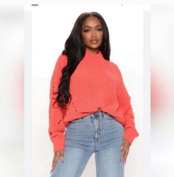 🍂🍁Nwot Fashion nova coral sweater 3x - Picture 1 of 5